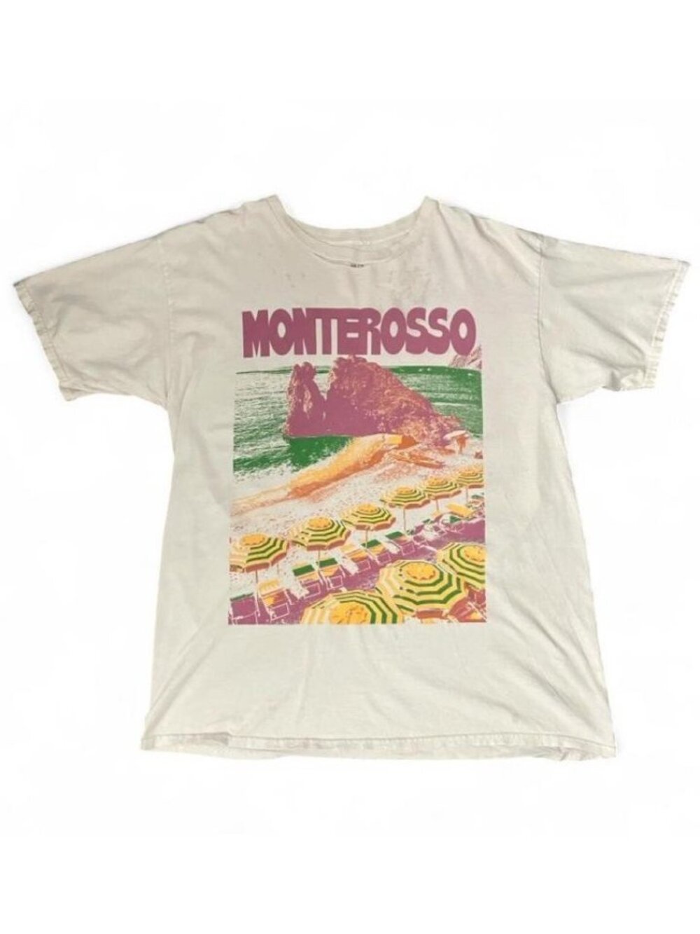Urban Outfitters Oversized Monterosso Graphic Crew Neck Cotton Tee White S/M